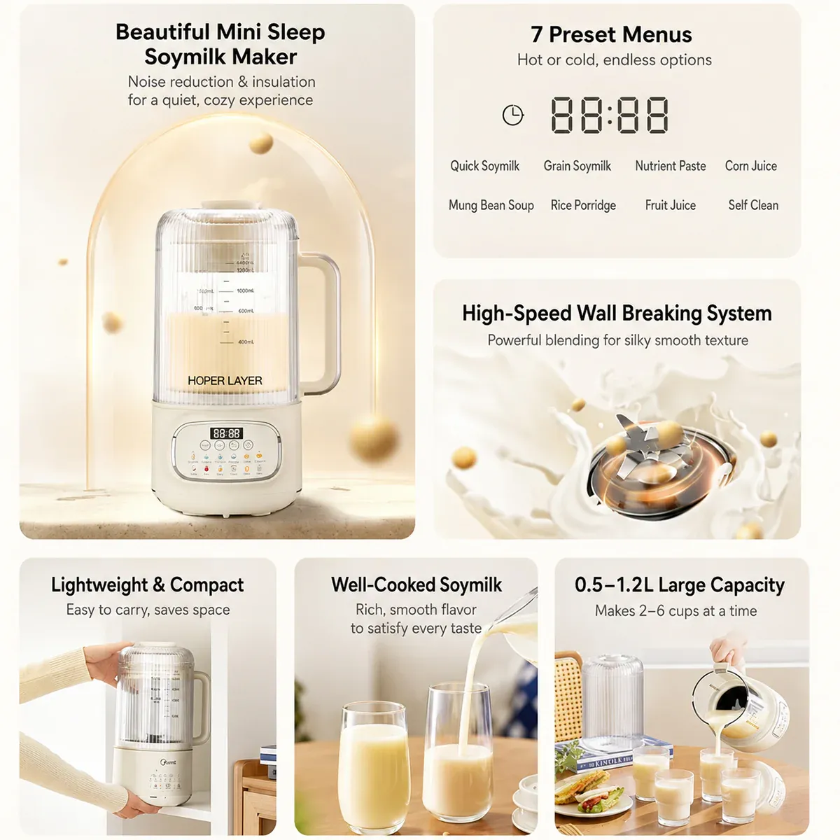 Hoper Layer 8in1 Quite Cooking Blender with Silent Shield 24H Preset Self-Cleaning AU Model — image 4