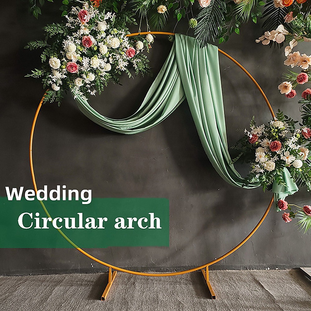 3M Gold Wedding Hoop Round Circle Arch Backdrop Flower Display Stand Frame Background โ image 3