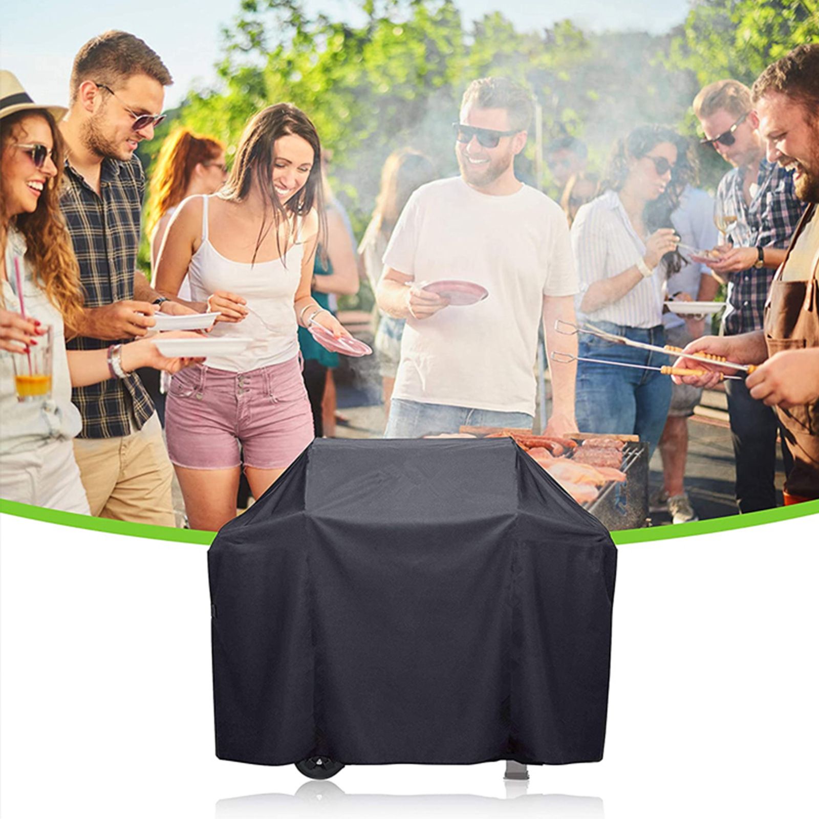 Fits 4‑Burner BBQ Cover, 420D Waterproof Oxford Fabric UV‑Resistant Outdoor Grill Protector for Charcoal & Gas Grills, Black, 117 x 66 x 117 cm — image 3