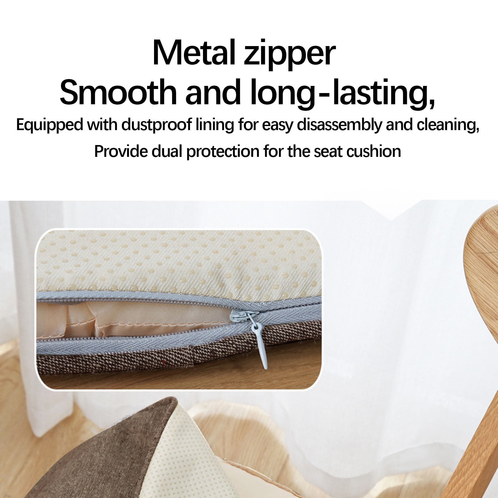 Chair Cushion with Ties for Dining Chairs, 16 × 17" Memories Foam Non-slip Chair Pad with Machines Washable Cover and Zipper, Detachable Cushion for Kithchen — image 5
