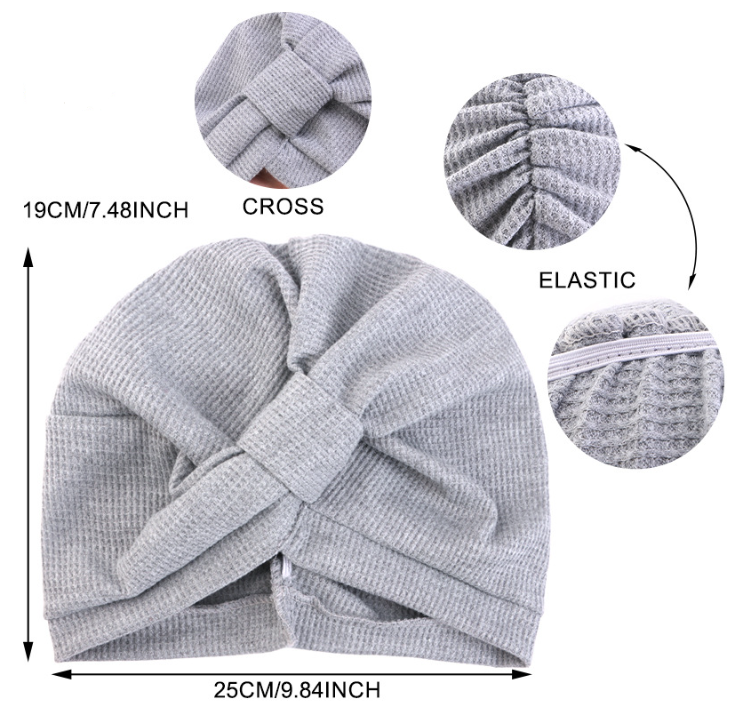 Navy Blue 3 Pack Women's Cotton Waffle Knit Turban Headwrap - Thickened Indian Style Beanie Cap - One Size Fits All for Australian Daily Wear — image 2
