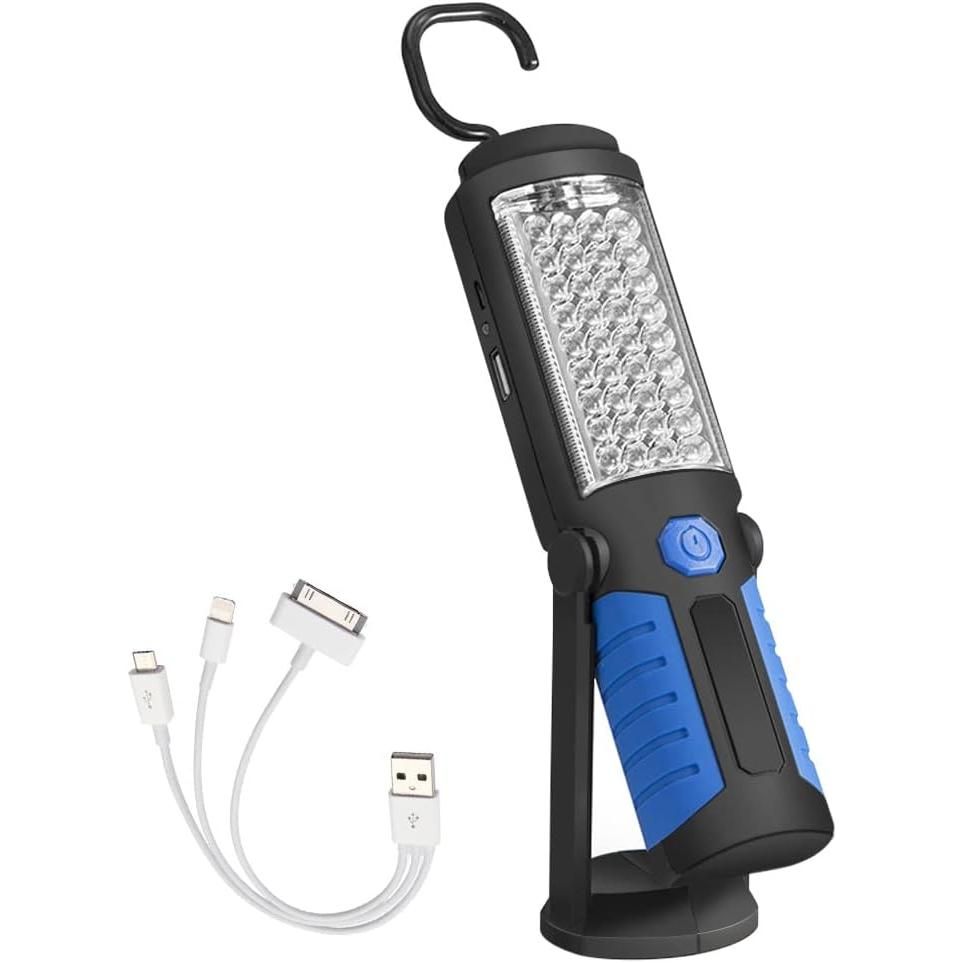 Multi-Function LED Work Light - USB Rechargeable Magnetic Flashlight with 360ยฐ Rotation, Waterproof Portable Lantern for Auto Repair, Camping & Emergency