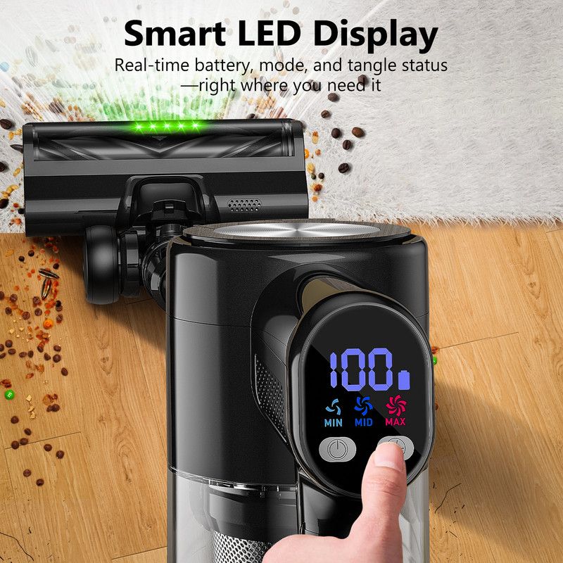 Cordless Vacuum Cleaner, 55Kpa/55Mins Vacuum Cleaners for Home. Self-Standing Stick Vacuum with Rechargeable Dock,LED Display & Anti-Tangle,Lightweight — image 5
