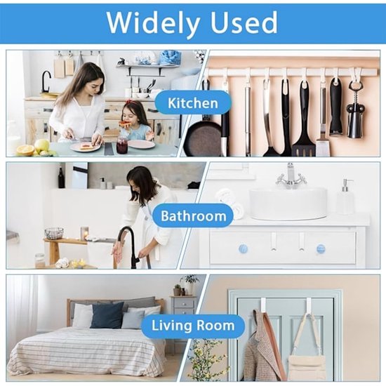 S-shaped door hooks - Stainless steel coat racks - 4-pack - Hooks - Clothes hangers - Hanging type - Door hooks - Kitchen towel racks - Bathroom towel racks — image 5
