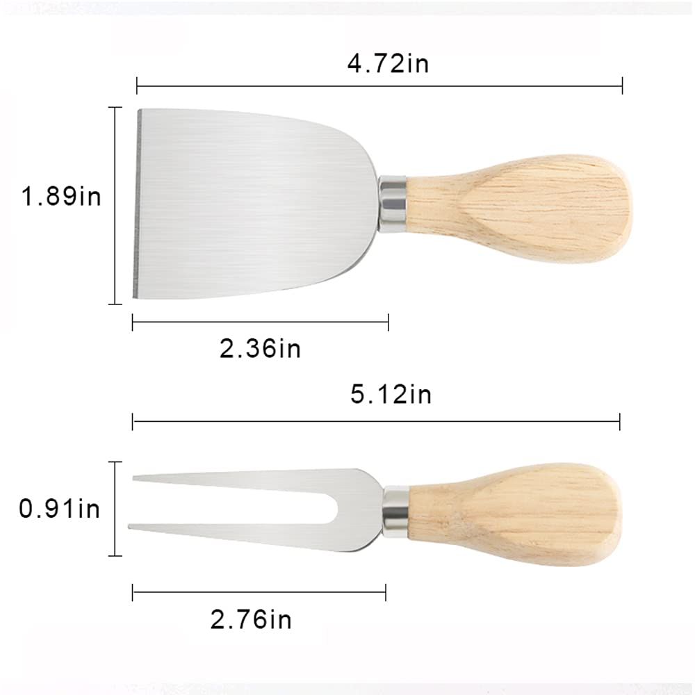 Charcuterie Accessories, 4 PCS Cheese Knives Set with Wood Handle, Stainless Steel Cheese Slicer/Cheese Cutter — image 2
