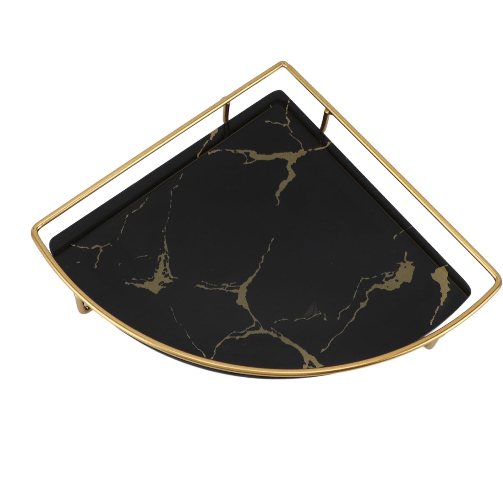 Bathroom Storage Tray Light Luxury Decorative Golden Texture Triangle Bathroom Organiser Tray for Soap Towel Paper Napkins Jewellery Makeup Black โ image 4
