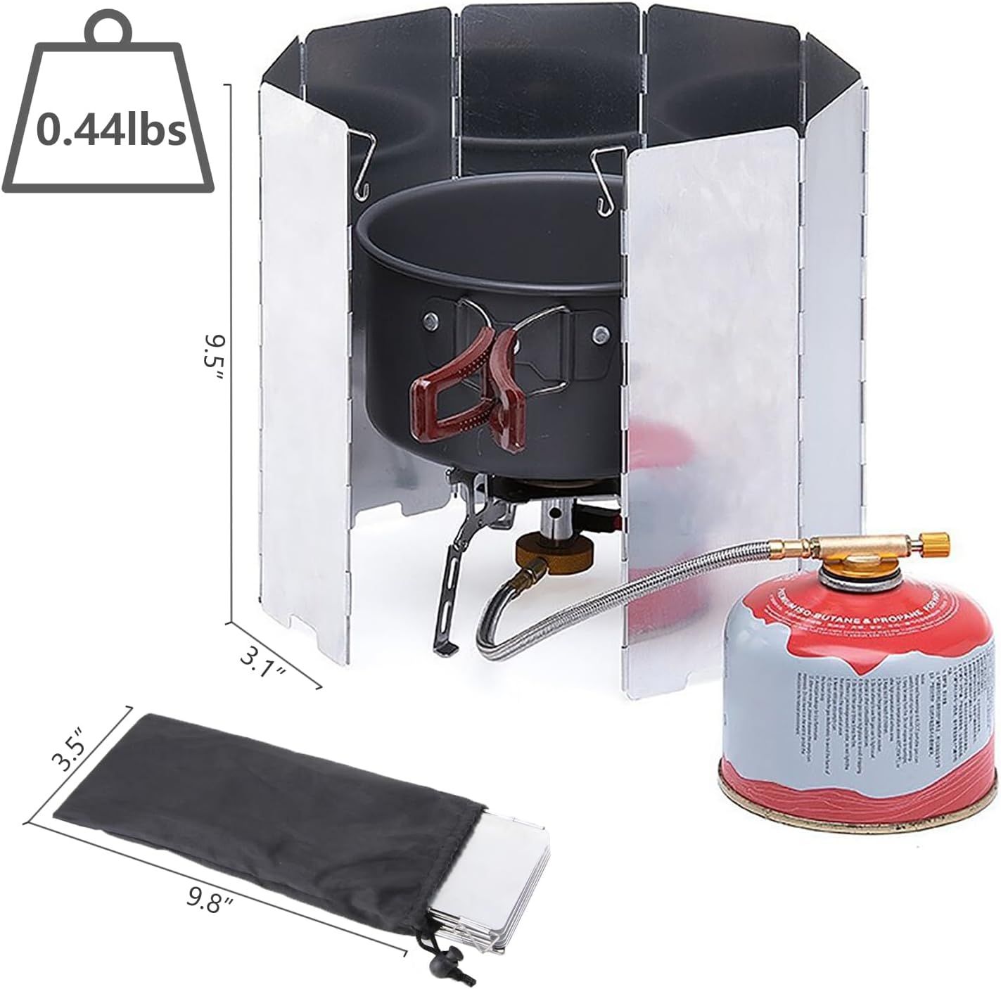 Outdoor Stove Windscreen Ultra light Aluminum foldable Camping Stove Windshield with Carrying bag for Butane Stoves Picnic (8 Plates) — image 3