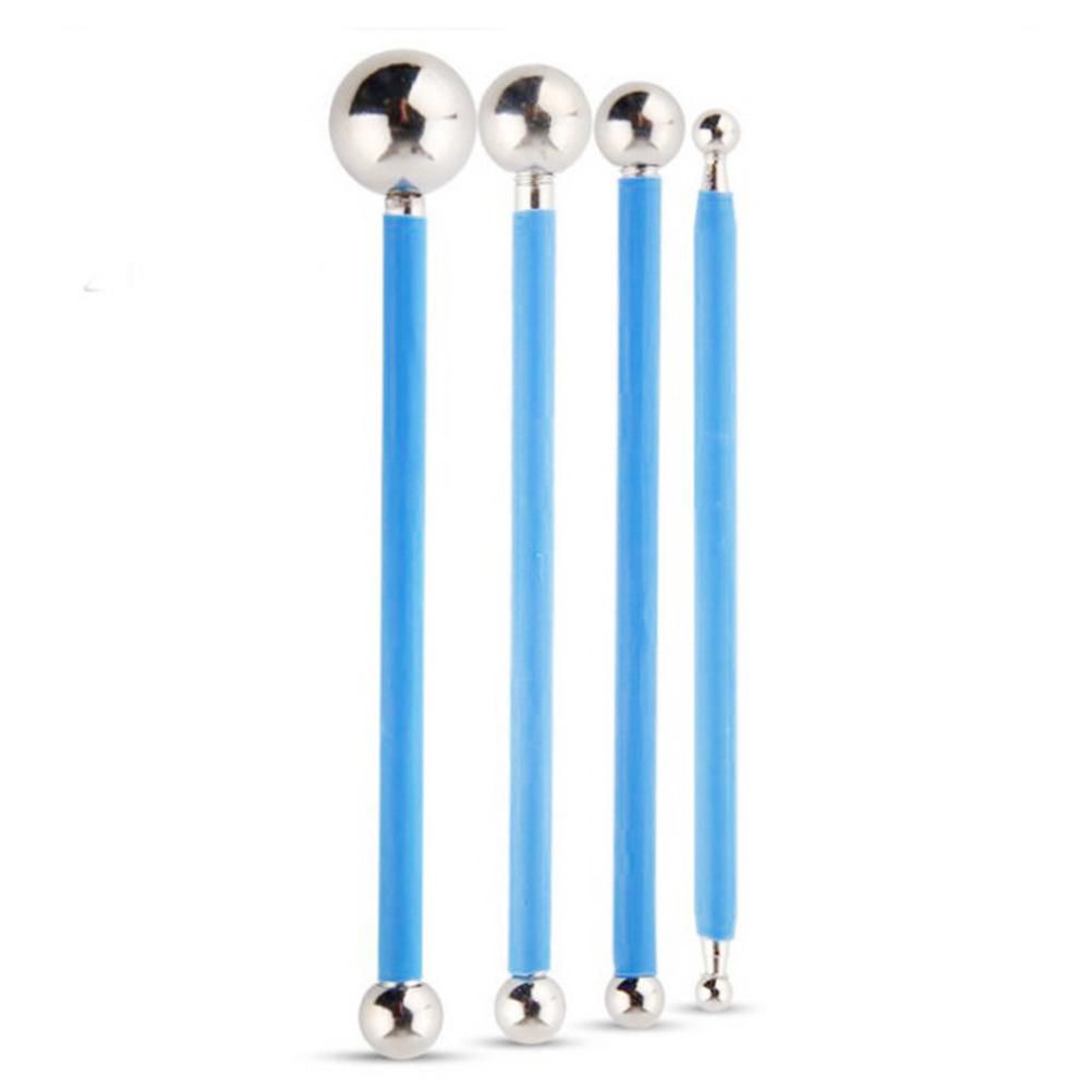 4PCS DIY Stainless Steel Polymer Clay Tools Sculpture Tool Toy Molding Balls Sticks Non Slip Durable Carving Pen — image 2