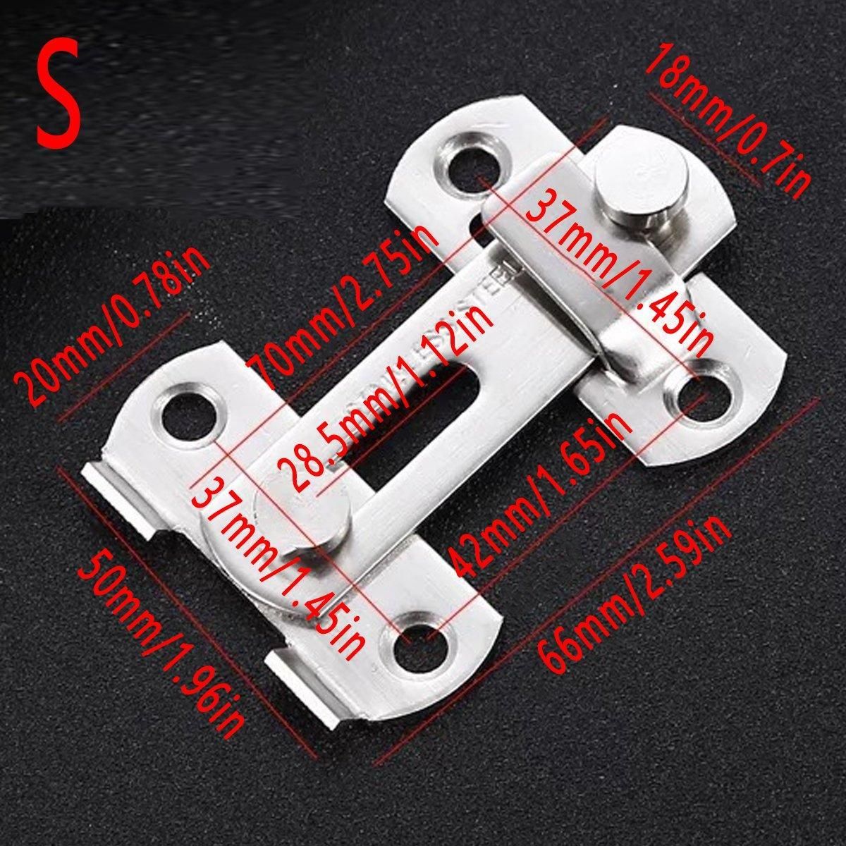 2 Sets 90 Degree Sliding Door Latch Lock Catch Kit for Home Use - Right-Angle-Silver-L — image 6