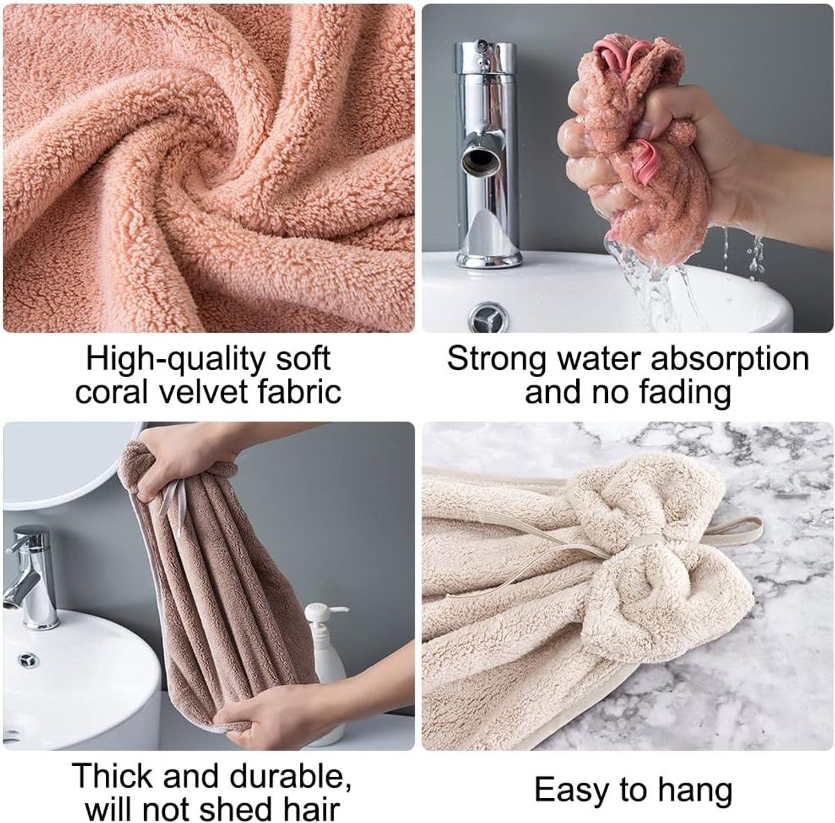 4-Pack Bow-Knot Microfiber Hand Towels, Assorted Hanging Bathroom Towels, 33 x 33 cm โ image 4