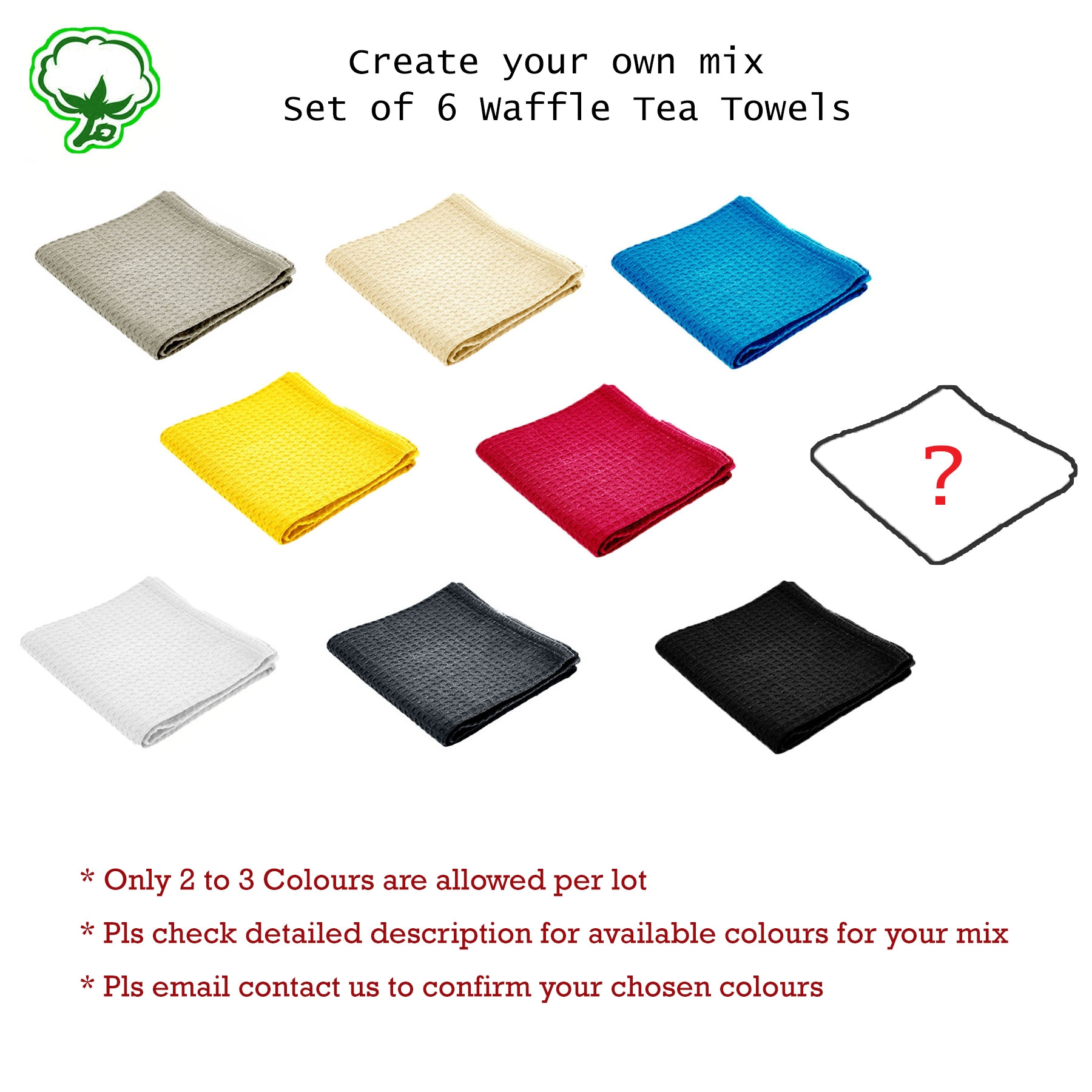 Rans Set of 6 Cotton Waffle Tea Towels 50 × 70 cm - Mix Your Own — image 2