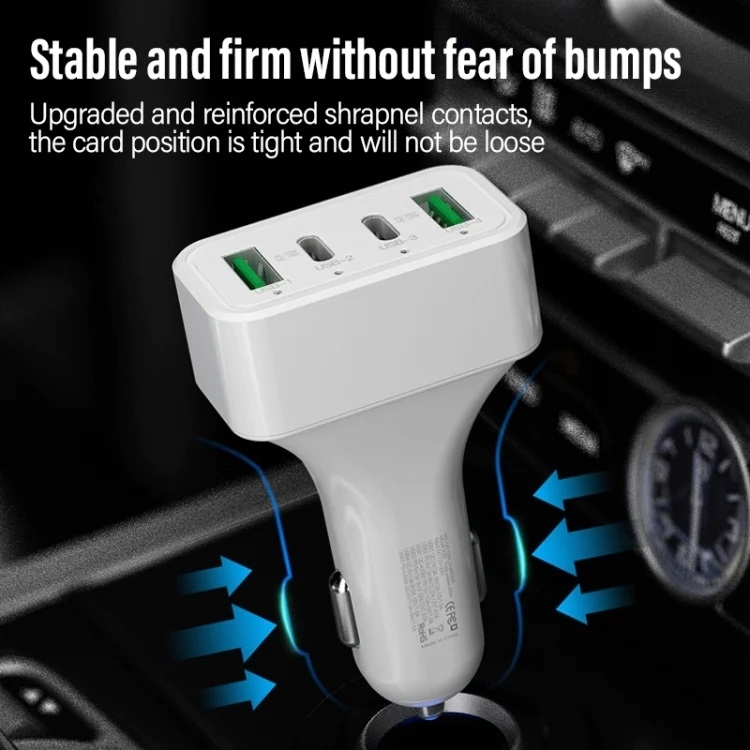 4-Port Car Charger (2 Ports PD + 2 Ports QC3.0 ) White — image 6