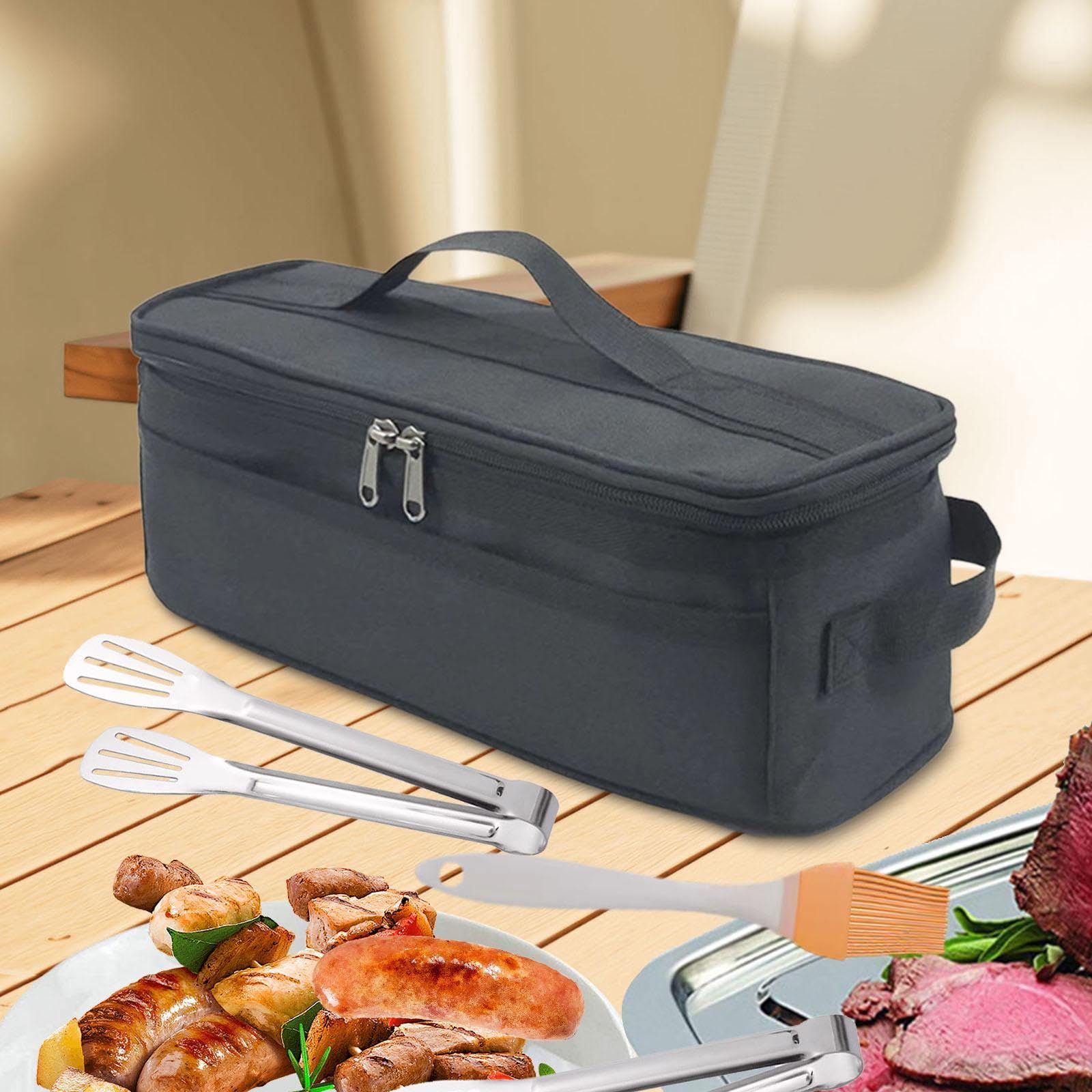 Cookware Storage Bag Cutlery Storage Case Container Case Camping Cooker Storage Bag Camping Carry Bag for Travel Hiking, black — image 5