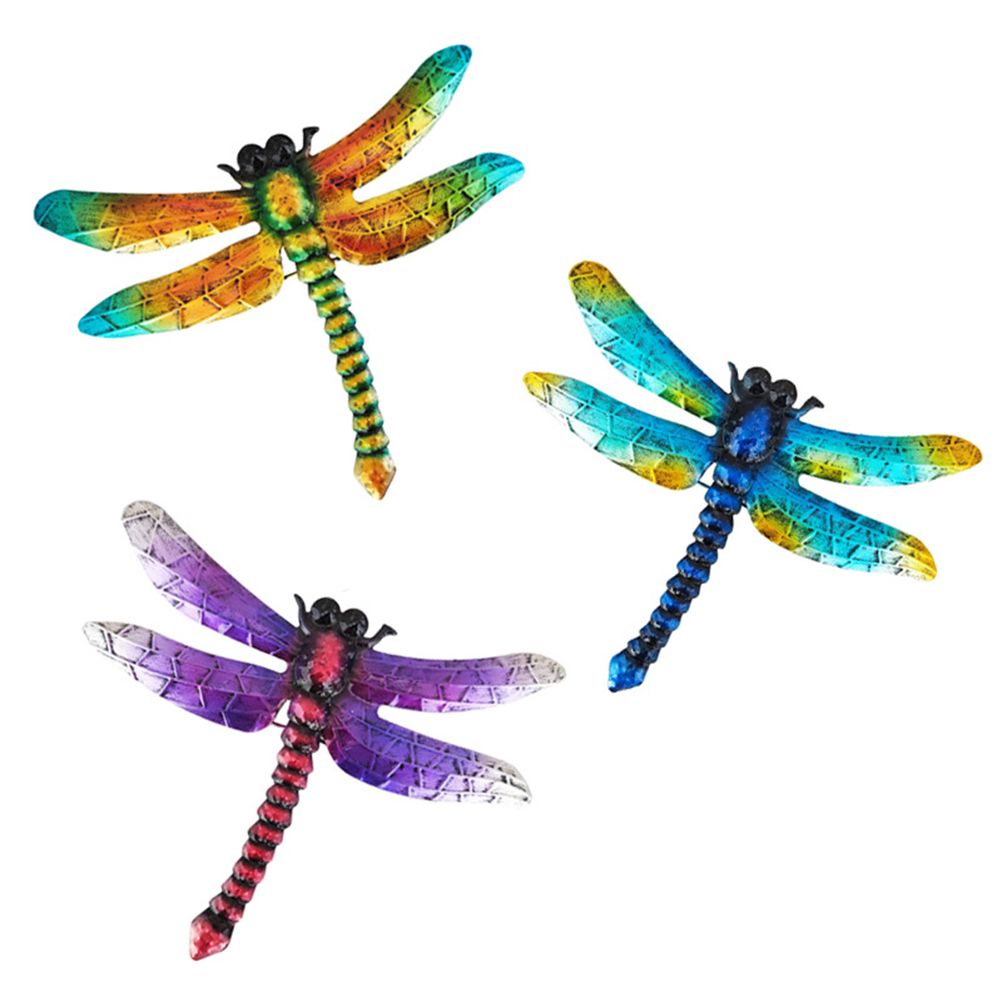 Wrought Iron Dragonfly Wall Hanging Courtyard Garden Porch Home Wall Balcony Art Decoration Outdoor Indoor Decor — image 3