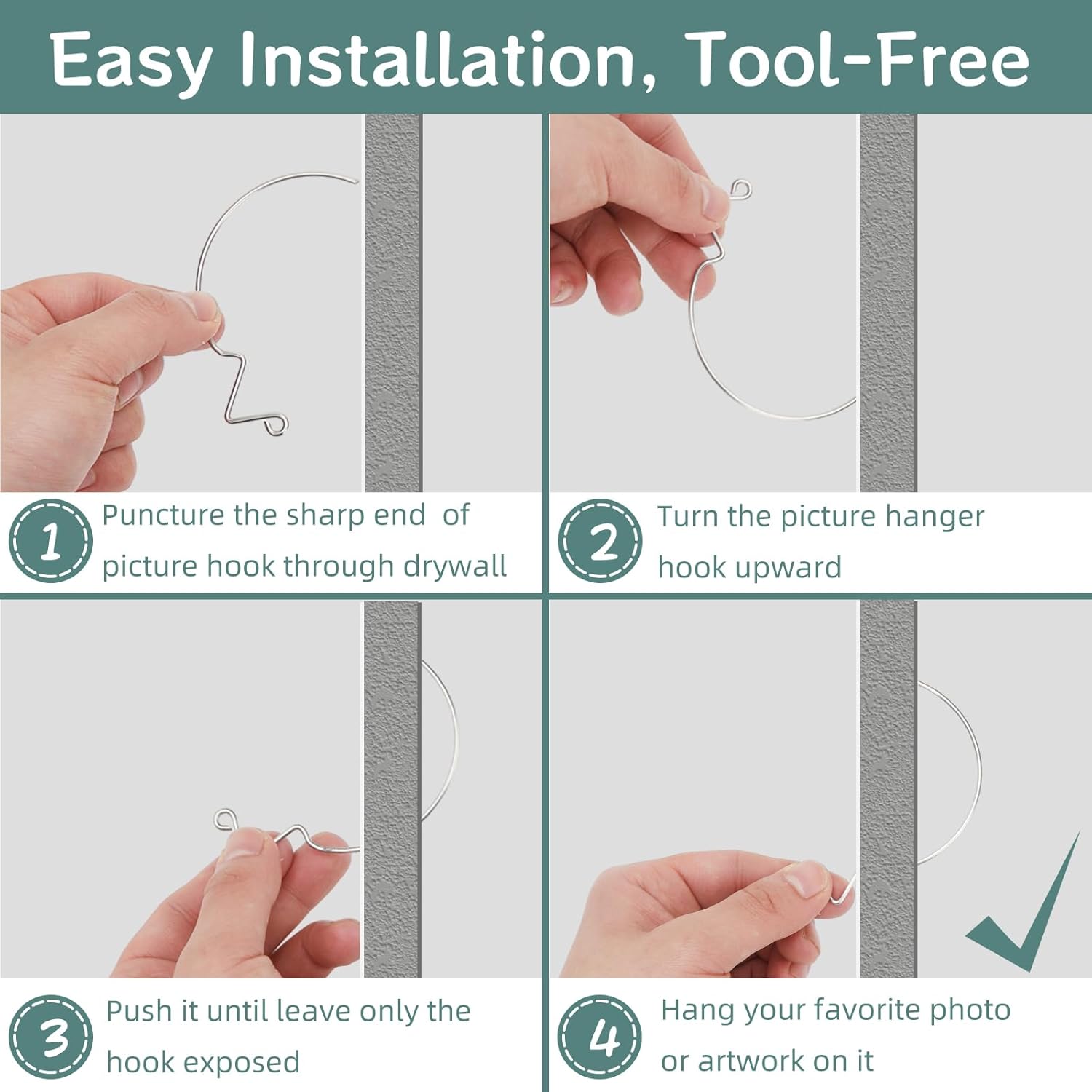 30Pcs Picture Hanger Hooks Super Hooks for Hanging Drywall Picture Hanging Hooks Heavy Duty Wall Hooks for Hanging Pictures, Photos, Frames, Planters, Art — image 4