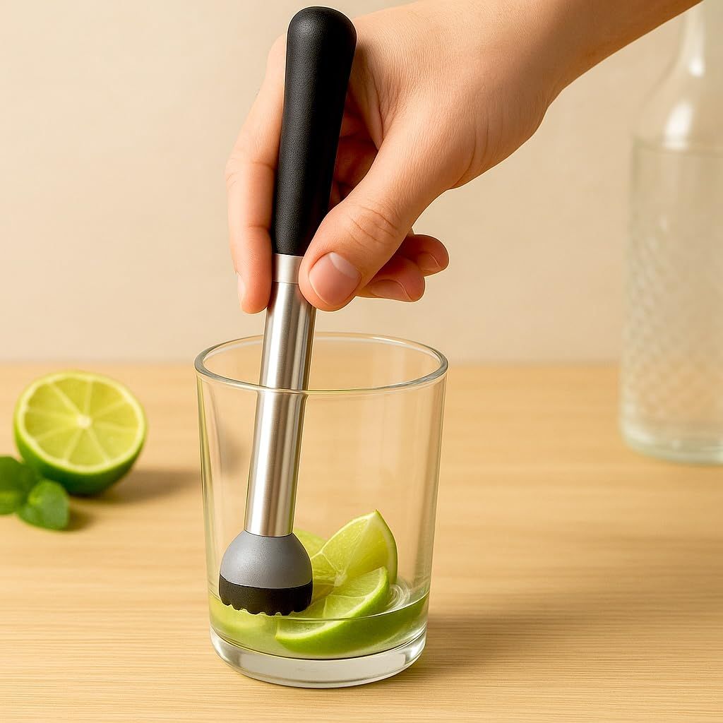 for Cocktails Stainless Steel Drink Muddler Bartender Accessories Lemon Smasher for Home Bar Tool Ice Crusher for Mojitos Fruit Drinks(21.2*4cm) — image 2