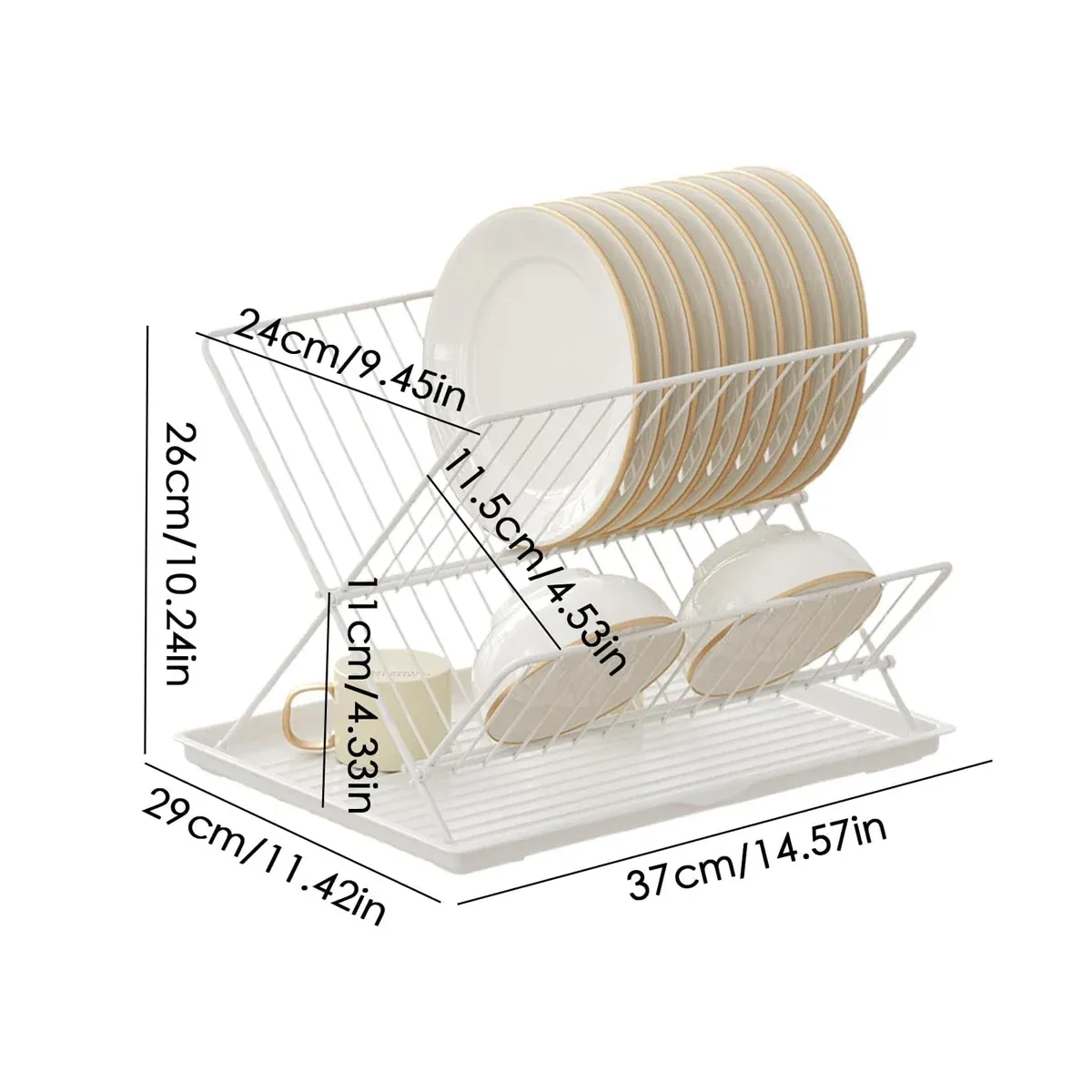 Kitchen Storage Rack Bowl Rack Household Draining Rack Multi-Functional Organizer - White โ image 4