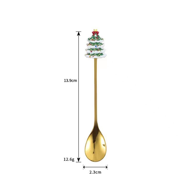 4 Pack Gold Christmas Coffee Spoons, 304 Stainless Steel Dessert and Tea Spoon Set for Holiday Table Settings — image 4