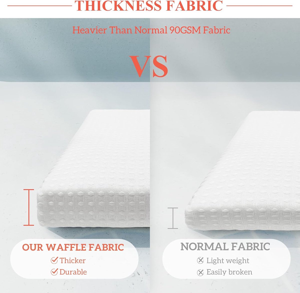 Waffle Weave Shower Curtain - Window Curtain - Fabric shower curtain for bathroom - Raised fabric - Waterproof - Washable - Suitable for bathroom, bedroom — image 3