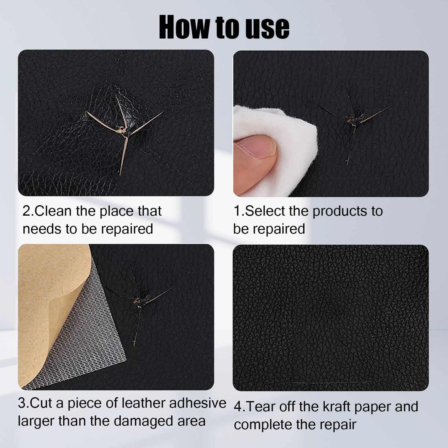Self-adhesive repair patch artificial leather 50x138 cm Black Variety — image 2