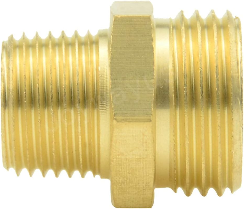 3/4" GHT Male x 1/2" NPT Male Brass Pipe Fittings Hex Nipple Adapter(Pack of 2) — image 5