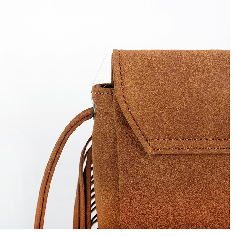 Coffee Chic Bohemian Fringe Crossbody Bag - Suede-Look PU Leather with Braided Detail & Adjustable Strap — image 4