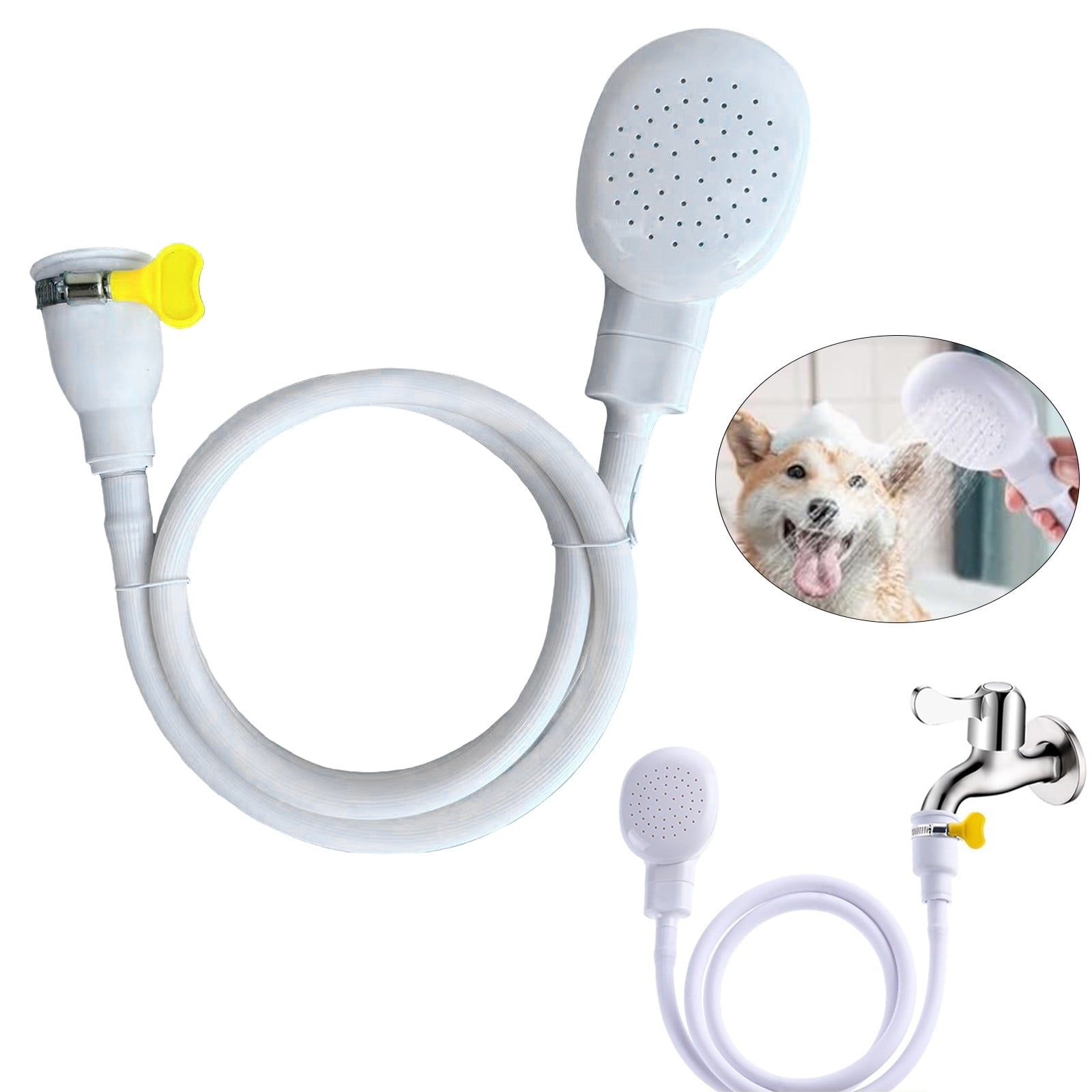 Portable Sink Hose Faucet Sprayer Sink Spray Rubber Hose Shampoo Sprayer Handheld Faucet Shower for Pets, Bathing Baby, Washing Hair, Rinsing, White โ image 2