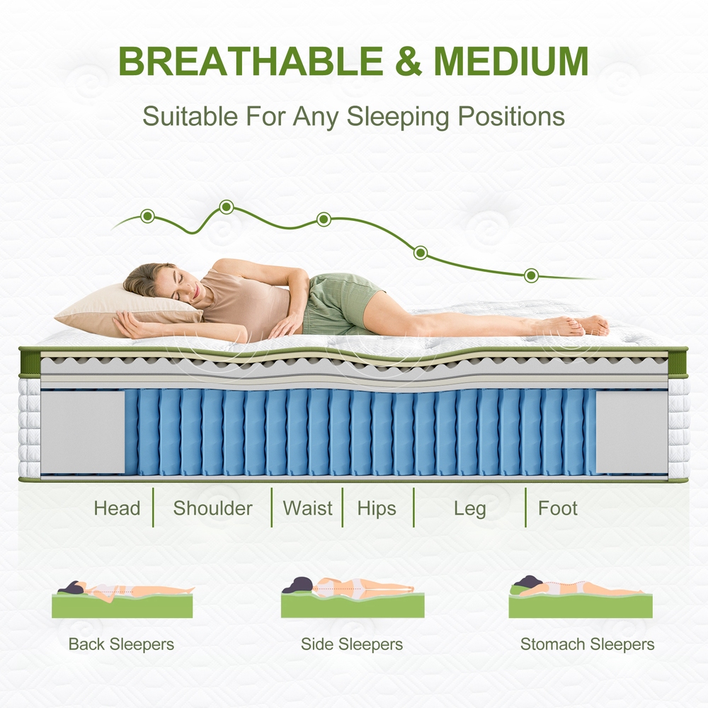 BedStory 34cm Queen Latex Hybrid Mattress Medium Firm - 5 Zone Pocket Spring Bed for Pressure Relief Motion Isolation โ image 5