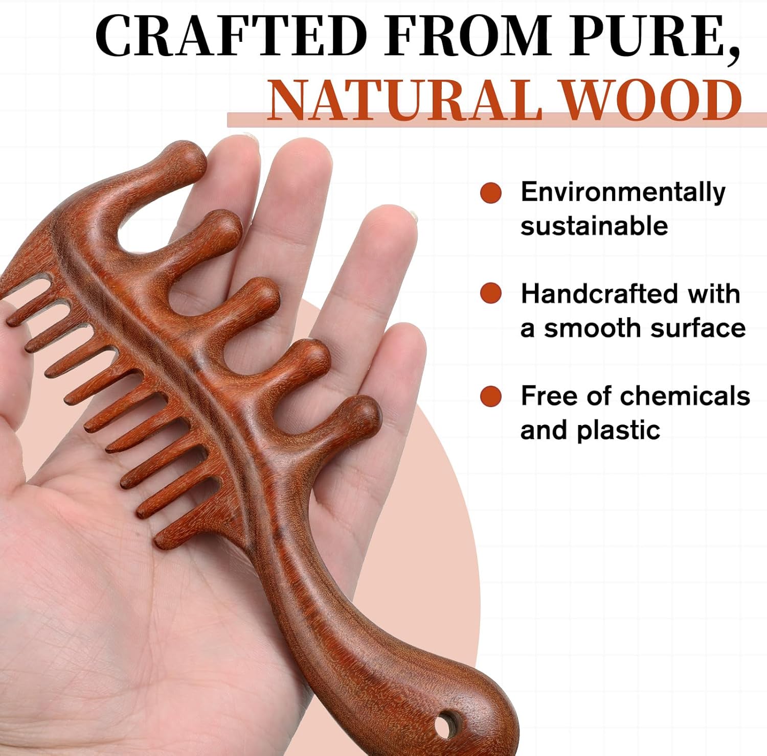 Vin Beauty 2 Pcs Wooden Scalp Massager Comb, Wood Scalp Massager 2 in 1 Wide Fine Tooth with Handle for Hair Growth for Curls Women Men Detangles Long Thick โ image 2