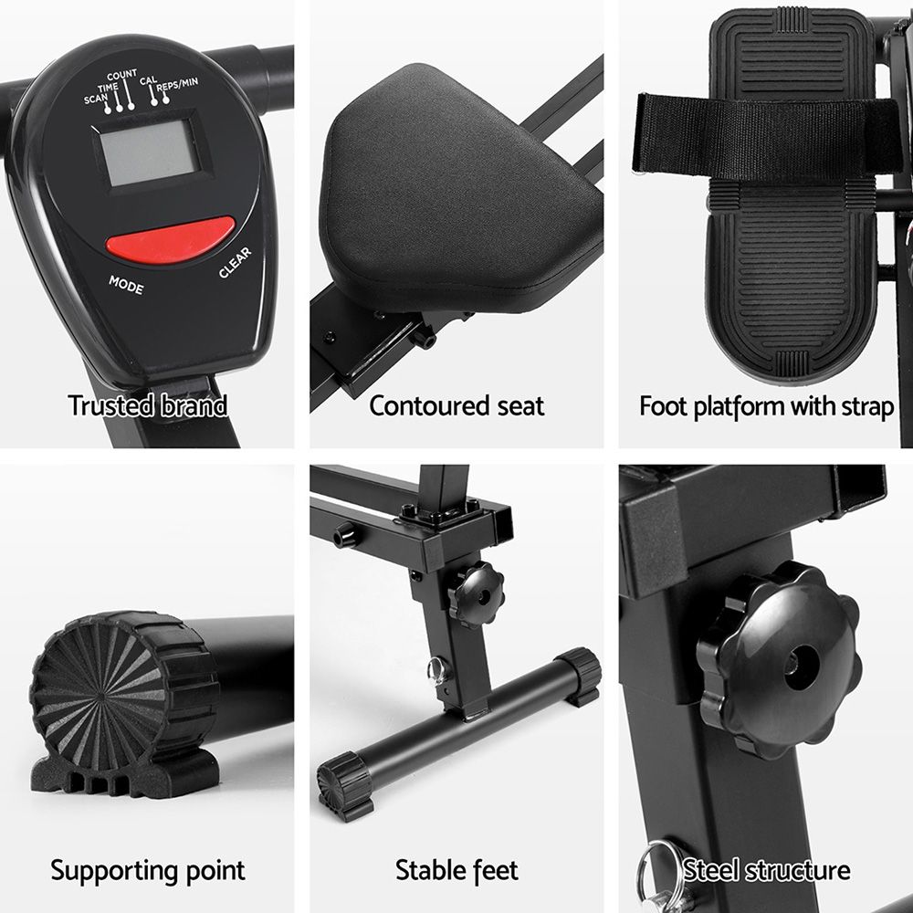 Everfit Hydraulic Rowing Machine Rower 12 Levels Resistance Exercise Fitness Gym Cardio โ image 6