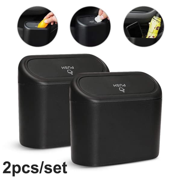 Car Trash Can, Waterproof Hanging Storage Box with Lid, 2-Pack Portable for Car /u0026 Office