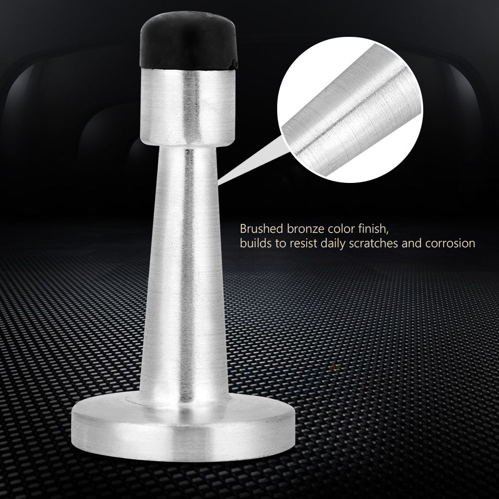 Zinc Alloy Rubber Anti Collision Door Stopper Holder Home Hotel Office Accessory (Brushed) โ image 2