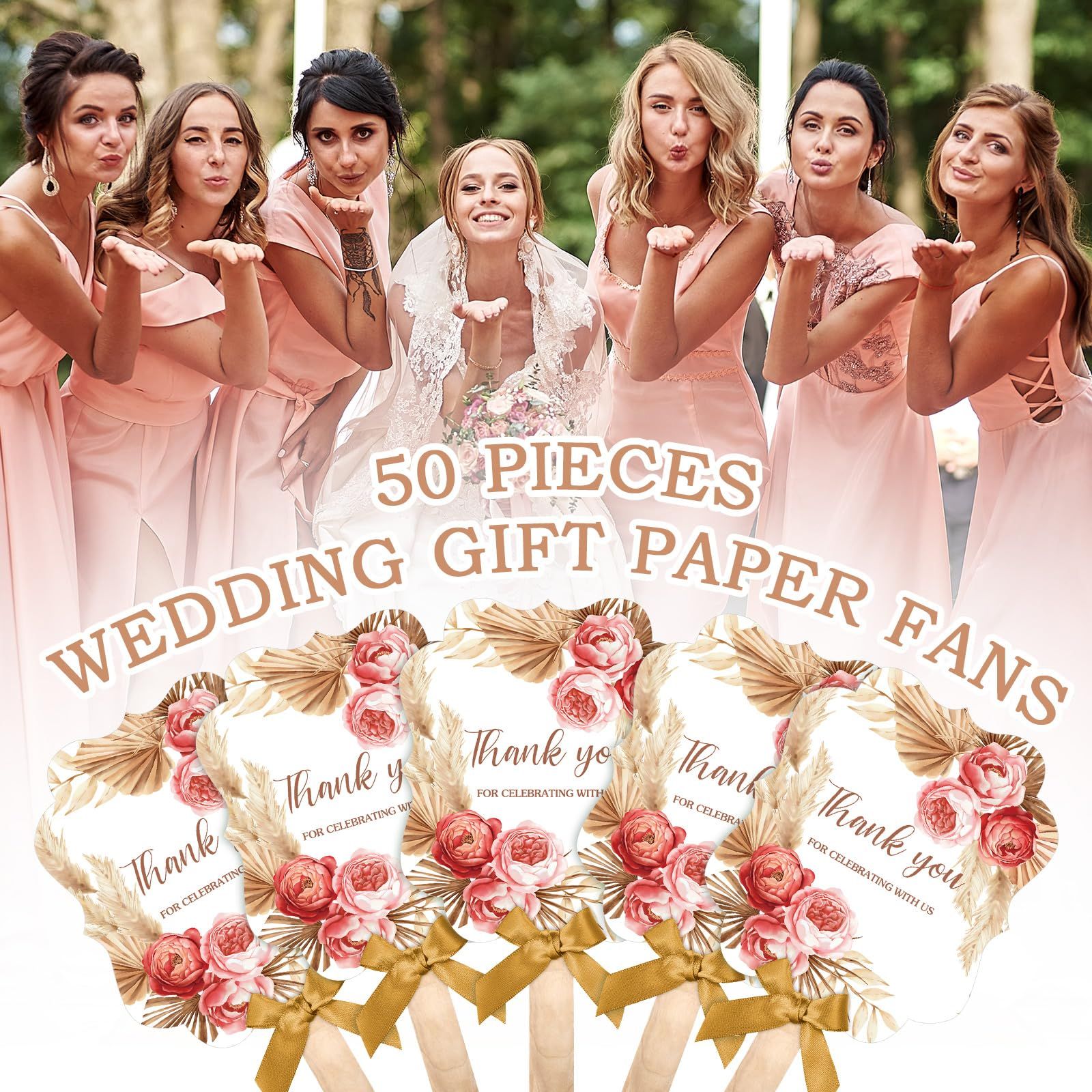 50 Sets Wedding Fans for Guests Bulk Thank You for Celebrating with Us Fans Hand Fans Handheld Folded Fan Baby Shower Favors โ image 5