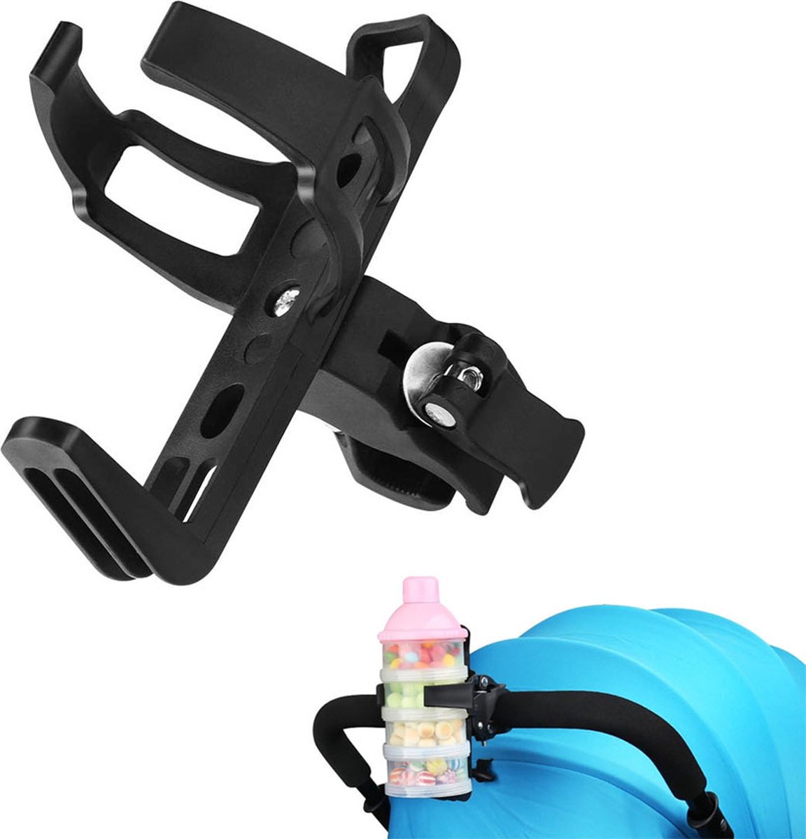 Bicycle Cup Holder - Bicycle Bottle Holder with Clamp - Universal Stroller Cup Holder - Buggy Cup Holder - Can Holder - Stroller Cup Holder - Wheelchair Cup