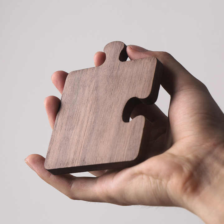 Wood Color Natural Black Walnut Wooden Coasters, Heat-Resistant Tea Cup Pads, Puzzle-Shaped Drink Mats, Eco-Friendly Tea Accessories Set โ image 3