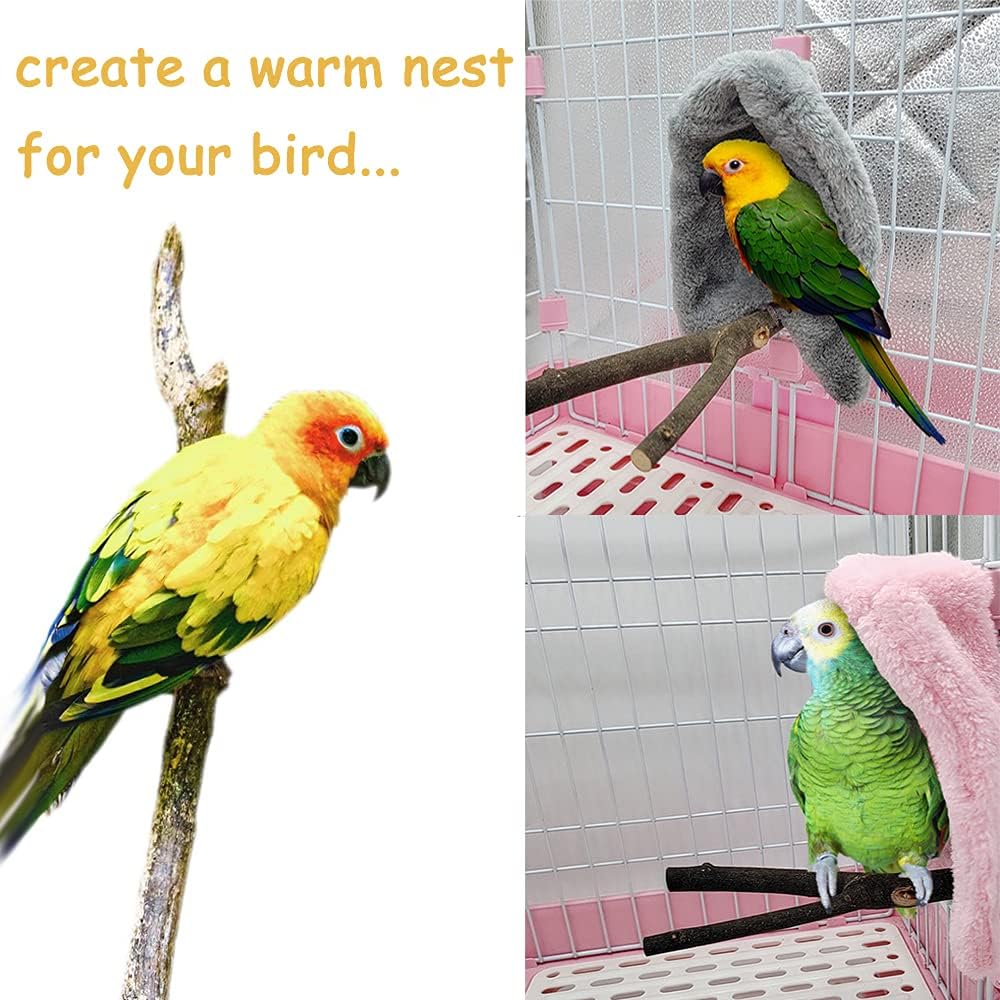 2 Pieces Bird Cozy Corner Fleece Bird Blanket Parrot Warm Nest House Bed Hanging Hammock Toy Plush Snuggle Hut Cage Bedding for Parakeets Conures Cockatiels — image 5