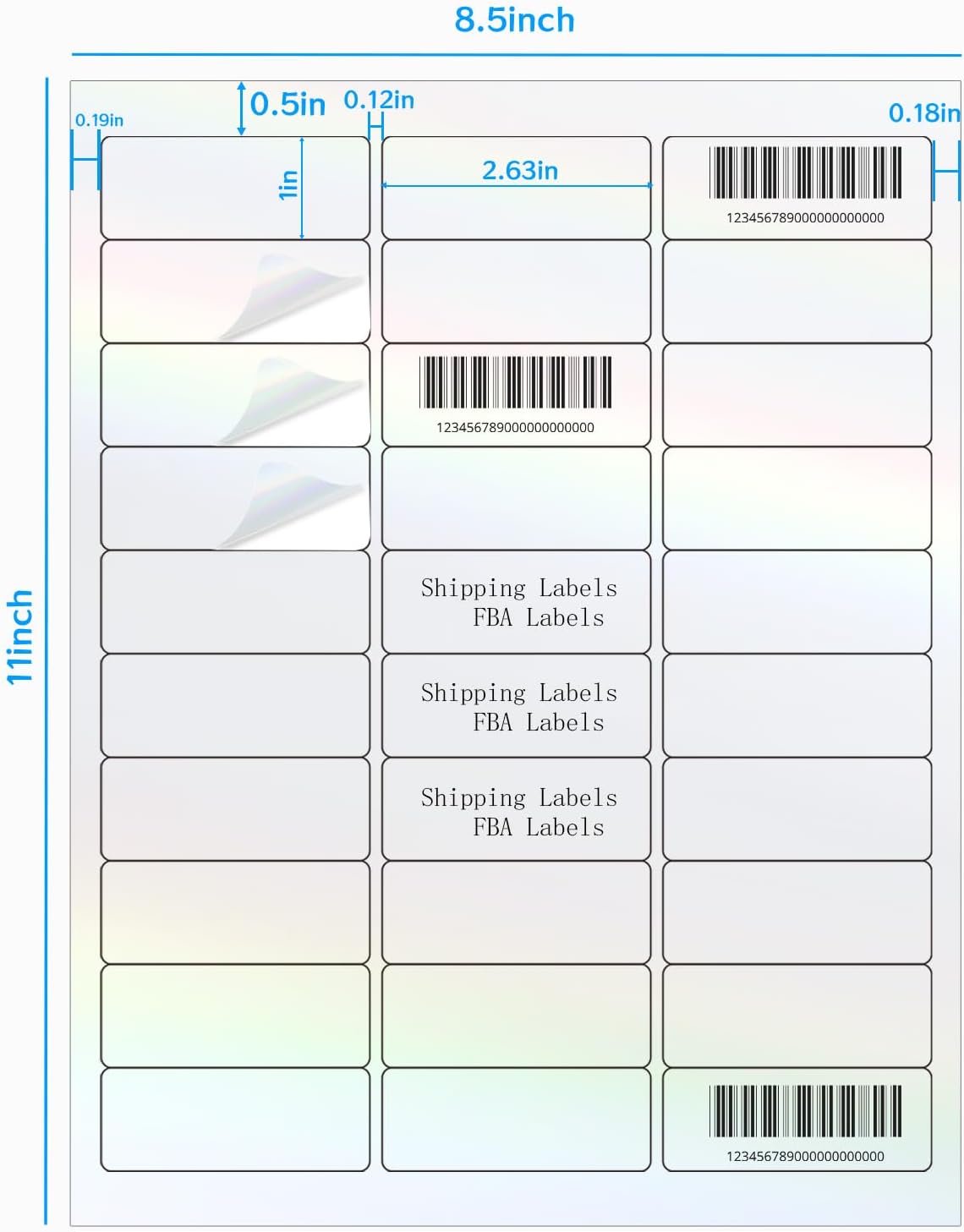 STARLIBOO Transparent Stickers Labels -1" x 2-5/8" Clear Address Labels Mailing Stickers for Laser/Inkjet Printer 8.5"×11"- 20 Sheet (Clear Holographic) — image 2