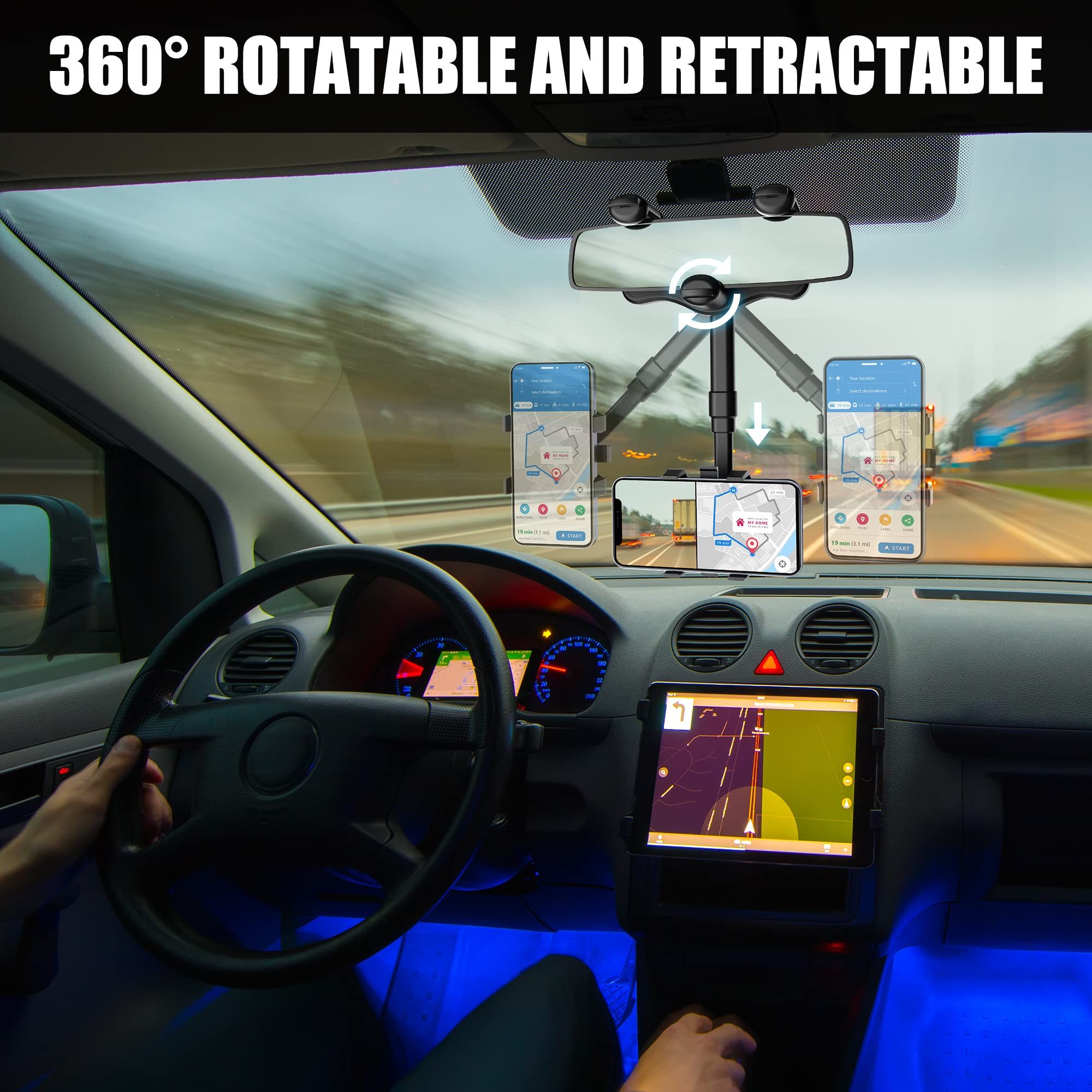 Car phone holder, car rearview mirror holder, AR navigation, car multifunctional 360 ° unobstructed view — image 2