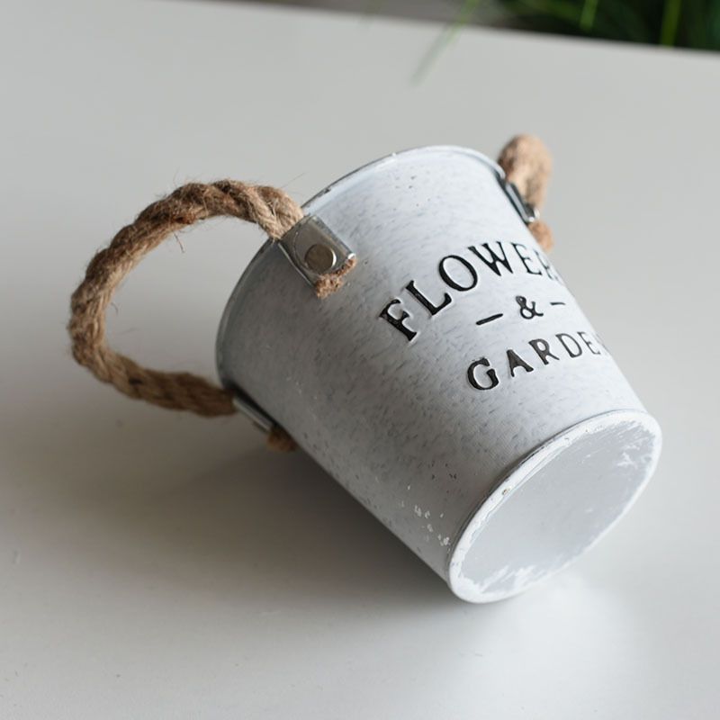 Iron Flower Pot Flower Planter Succulent Planter Creative Planter Flowerpot Bucket Iron Flowerpot Flower Vase Iron Planter — image 2