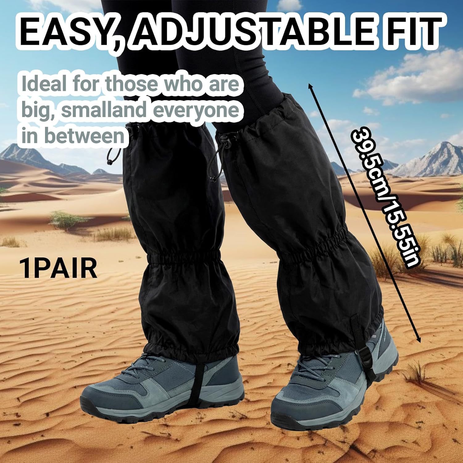1Pair Adjustable Leg Gaiters - Lightweight Waterproof Leg Guards for Men & Women - Anti-Mosquito Bites Gators for Hiking Boots - Hiking Essentials for Hunting