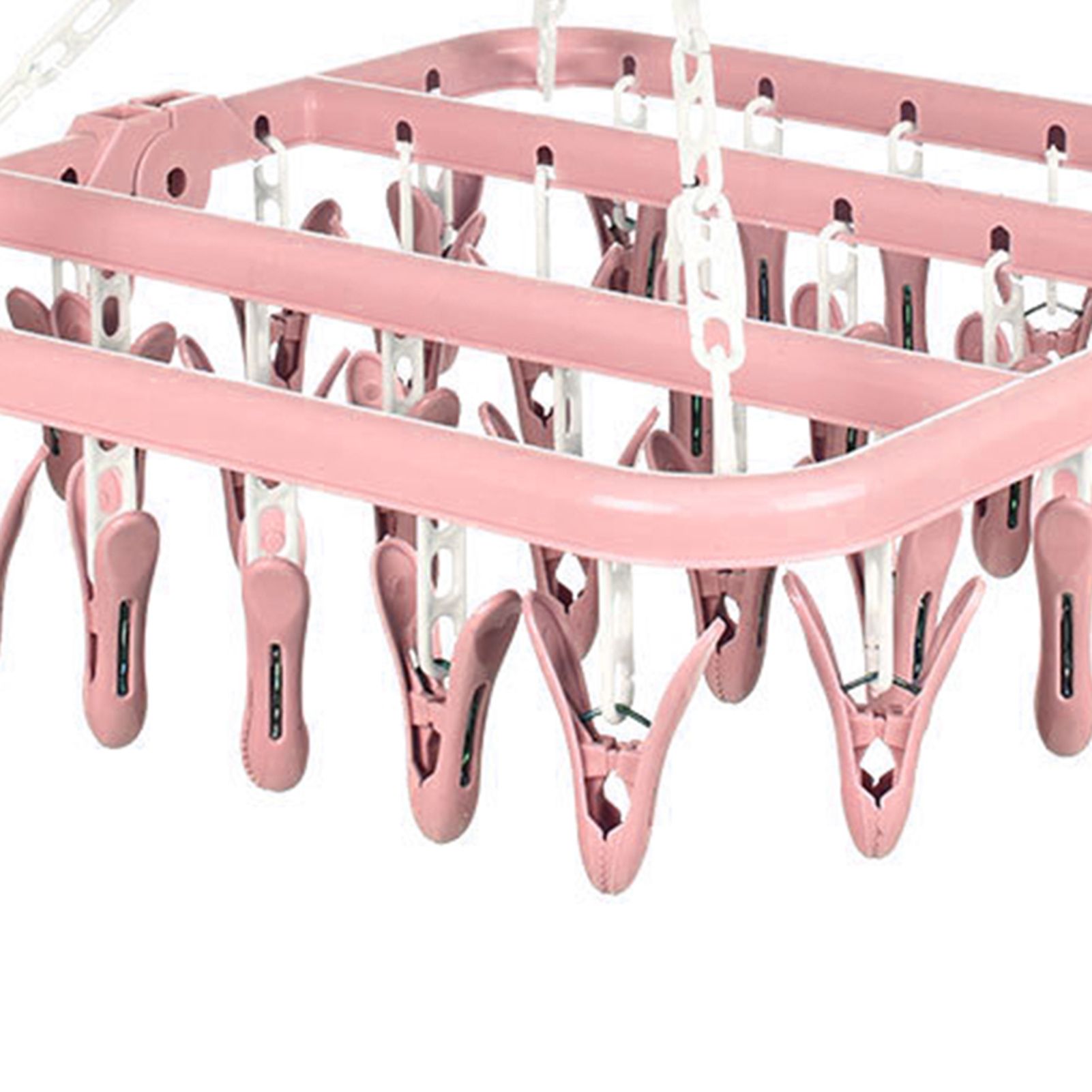 32 Clip Folding Hanger 360 Degree Rotation Household Laundry Clip Rack with Windproof Lock Drying Rack Pink C0NCQ — image 5
