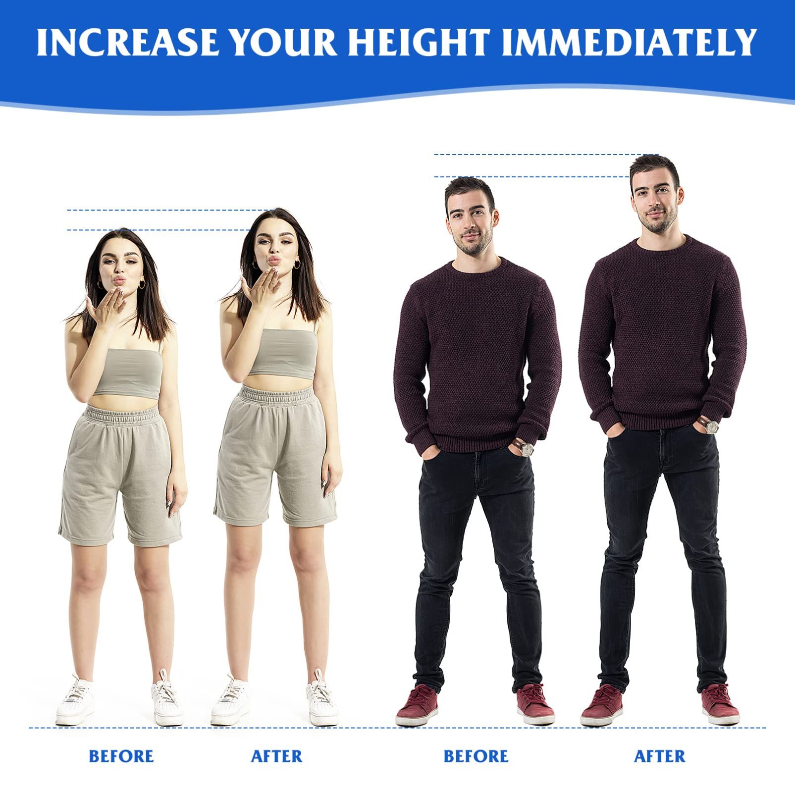 Heel Cup Insoles Half Height Increase Insoles Invisible Silicone Shoe Lift Heel Pads 3CM Men Women (for Size 40-46) โ image 5