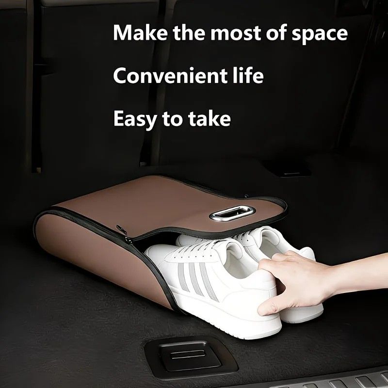 Car Trunk Shoe Box Organizer: Waterproof and Durable PVC Leather, Easy Installation with Velcro, Large Capacity for a Tidy Trunk, Say Goodbye to Mess and — image 2
