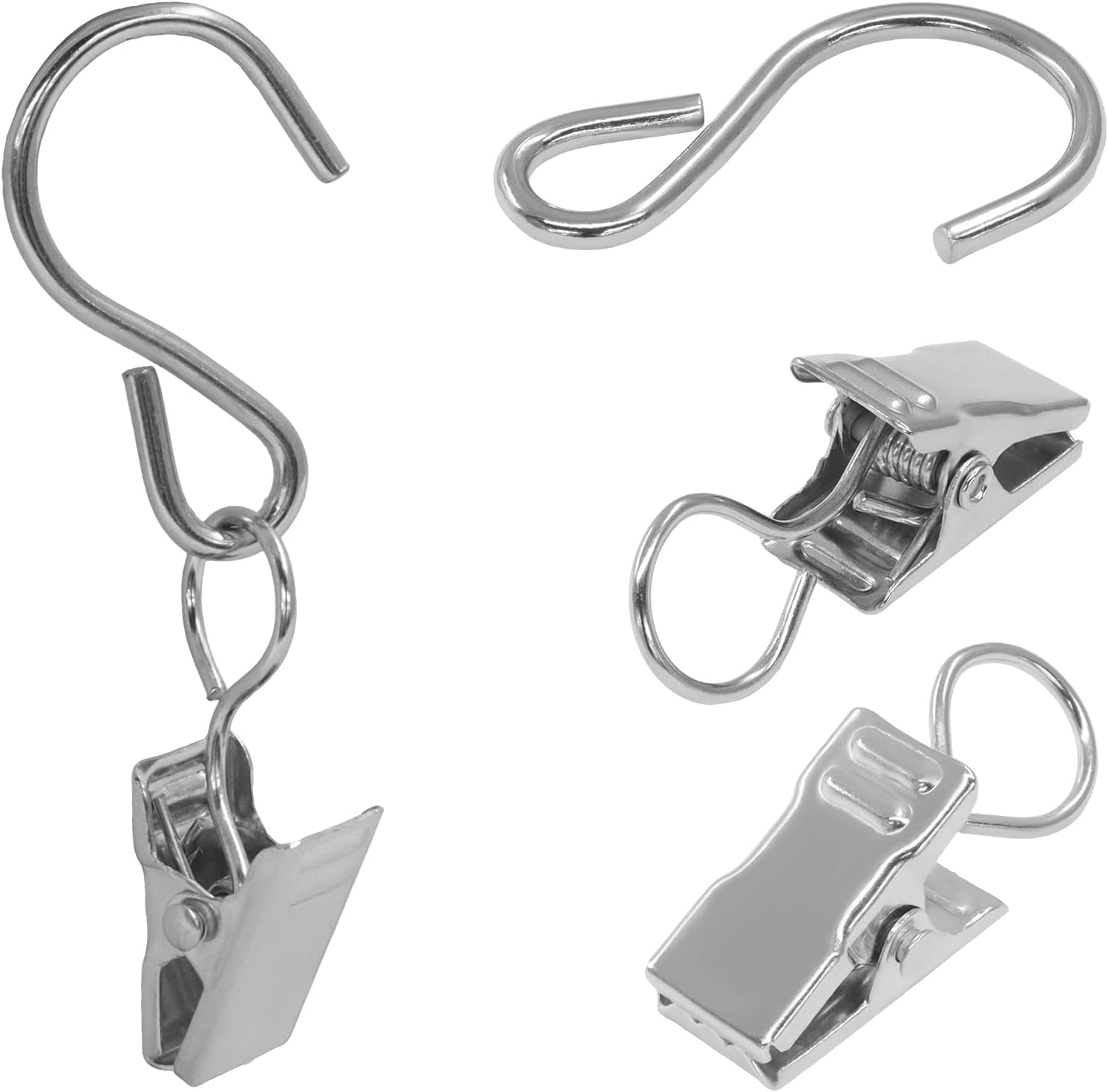 50 Pack Stainless Steel S Hooks Curtain Clips, Hanging Hangers Party Lights Clips, 2.4 Inch Silver Art Craft Display for Home Decor/Party Planners/Garden — image 5