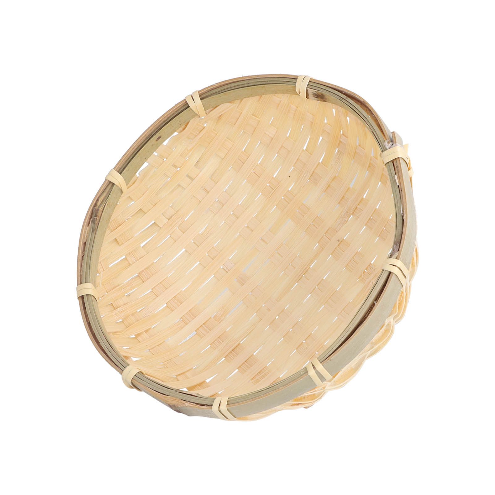 Fruit Basket Hand Woven Bamboo Mini Multifunctional Sturdy Serving Basket Tray for Living Room Kitchen 15x5cm — image 3