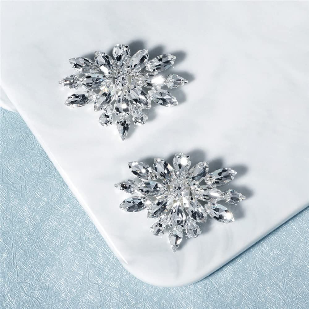 2 Pcs Rhinestone Shoe Clips for Pumps, Crystal Bridal Shoe Buckles Clips Shoe, Shoe Clips for Wedding Party Decoration (Silver) โ image 3