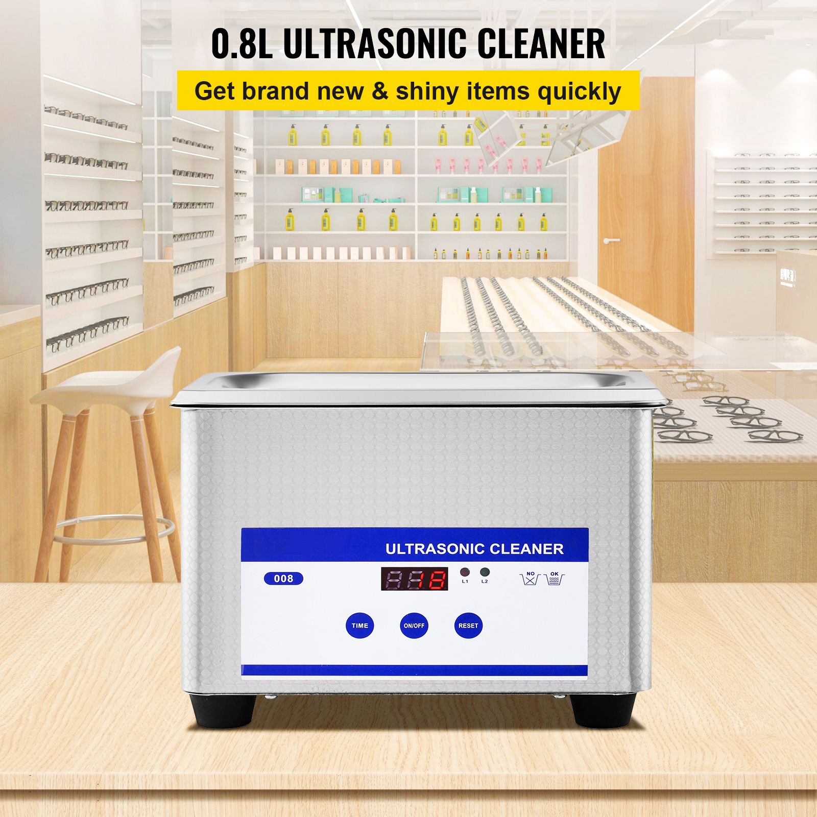 0.8L Professional Ultrasonic Cleaner 304 Stainless Steel Digital Lab Ultrasonic Cleaner with Timer for Jewelry Watch Glasses Circuit Board Dentures Small Parts โ image 2