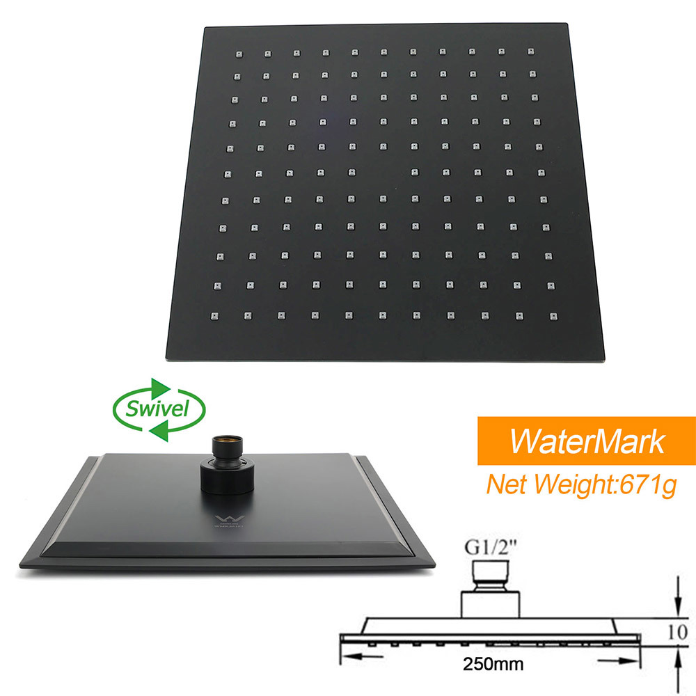 WELS Matt Black 10" Rain Shower Head 3 Mode Handheld Gooseneck Arm Diverter 2in1 Set โ image 6