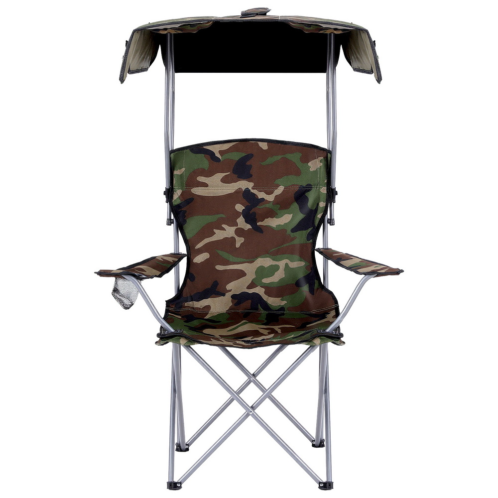 Weisshorn Camping Chair With Canopy Folding Outdoor Portable Seat Lightweight Beach Picnic Fishing Capacity 120KG Army Green — image 4
