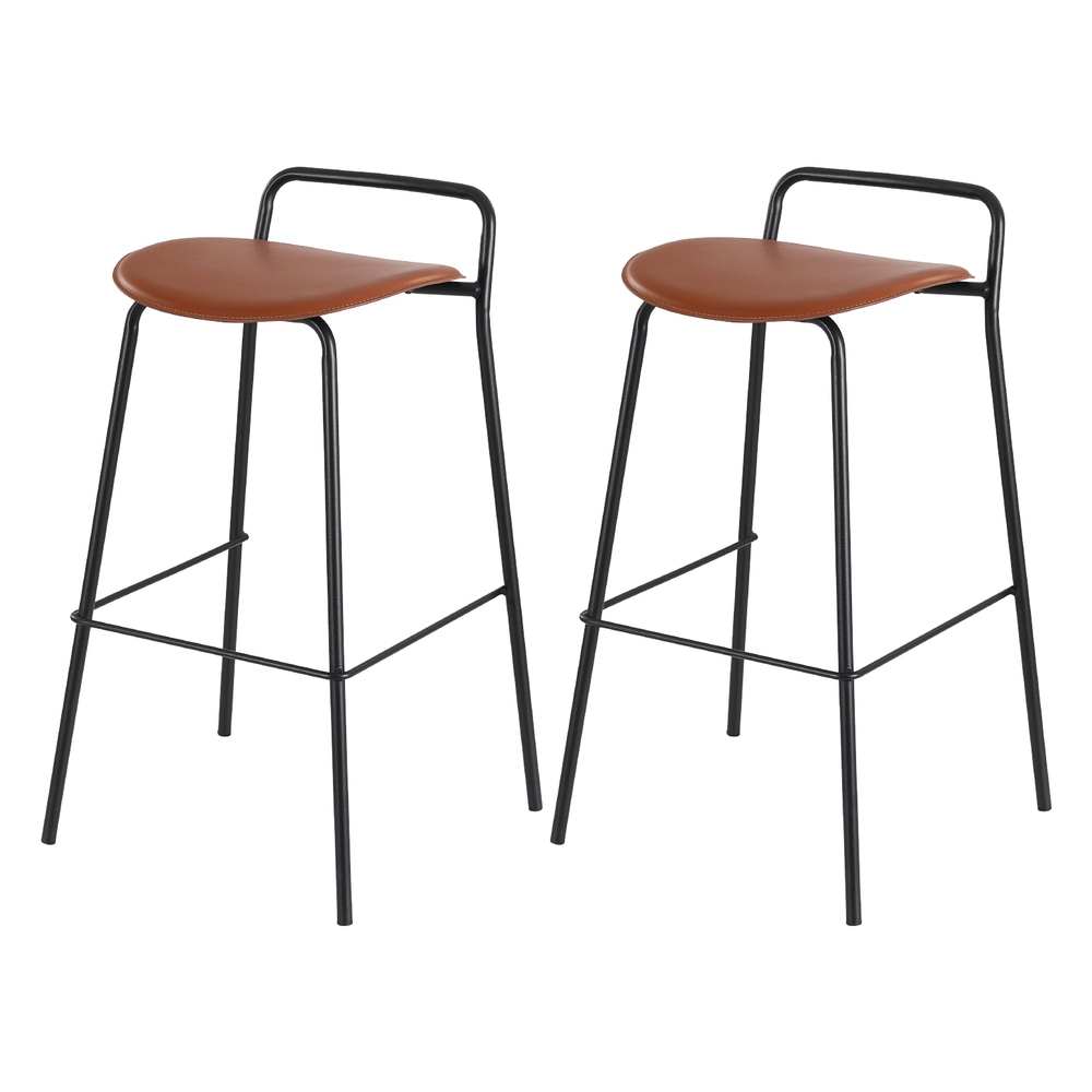2x Artiss Bar Stools Kitchen Counter Stools Metal Brown โ image 3